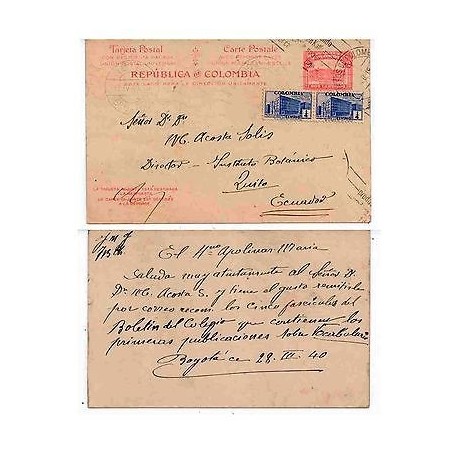 E) 1919 COLOMBIA, POSTAL STATIONARY, WITH DOUBLE UP RATE 
