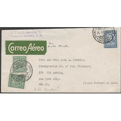 O) 1930 COLOMBIA, SCADTA 15 CENTAVOS - GREEN, SANTANDER 4 CENTAVOS, TIED BY THE 