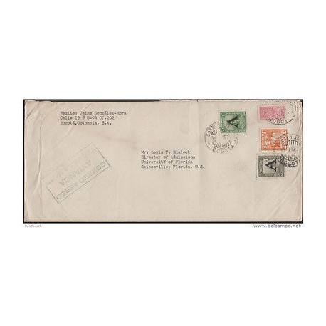 O) 1951 COLOMBIA, CONSULAR A, 10 CENTAVOS, 1 CENTAVO, COVER TO UNITED STATES, XF