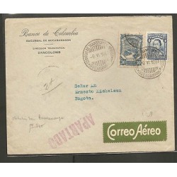 O) 1927 COLOMBIA, SCADTA 30 CENTAVOS, SANTANDER 4 CENTAVOS, COVER TO BOGOTA