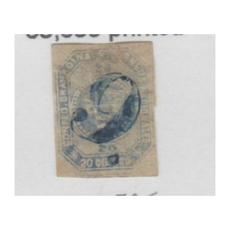 O) 1859 COLOMBIA, SG 5, BLUE, 20 CENTAVOS, PRINTED 65.655, MARTINEZ BROTHERS, XF