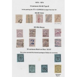 O) 1870 TO 1874 COLOMBIA, 10 CENTAVOS VIOLET, SG 66 TYPE B, SG 66 A MAUVE, 25 CE