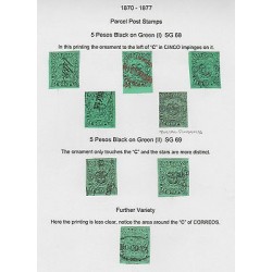 O) 1870 TO 1877 COLOMBIA, 5 PESOS BLACK ON GREEN, SG 68, 5 PESOS BLACK ON GREEN 