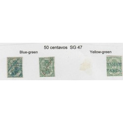 O) 1866 COLOMBIA, 50 CENTAVOS SG 47, BLUE GREEN, YELLOW GREEN, XF