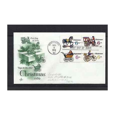 O) 1970 UNITED STATES - USA, CHRISTMAS - TOYS IN THE ATTIC, FDC XF
