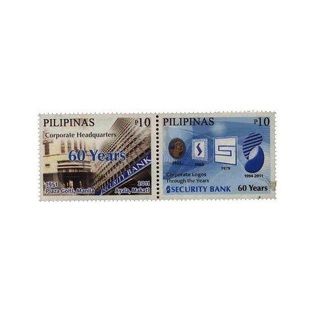 E) 2011 PHILIPPINES, CORPORATE HEADQUEATERS, 60 YEARS, SECURITY BANK, LOGOS, MNH