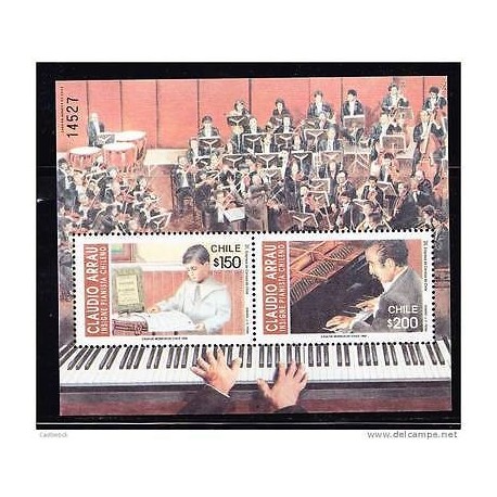 RG)1992 CHILE, ORCHESTRA-PIANO.SCORES, CLAUDIO ARRAU, PIANIST, S/S, MNH