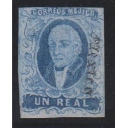 G)1867 MEXICO, GOTHIC ISSUE, UN REAL, MEXICO DISTRICT, THIN PAPER, MINT