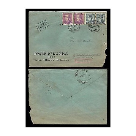 E)1946 CZECHOSLOVAKIA MILITARY, AVIATOR, CIRCULATED COVER TO MEXICO