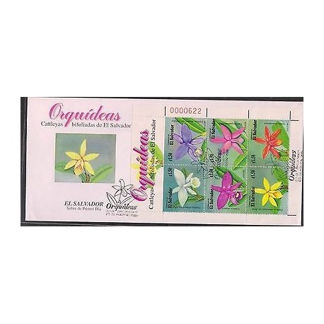 O) 1999 EL SALVADOR, ORCHIDS BIFOLIATE - SMALL EXOTIC FLOWER, FDC XF