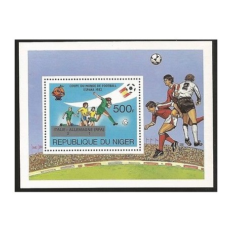 E)1982 NIGER, SPAIN 82 WORLD CUP SOCCER WITH MARKER, SOUVENIR SHEET, MNH 