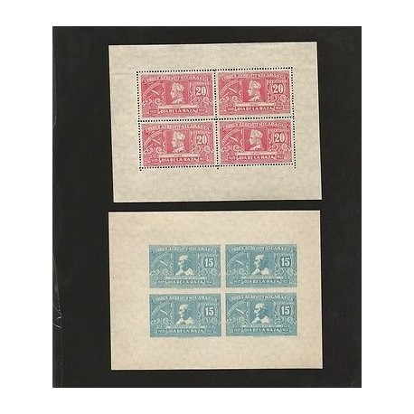 E)1937 NICARAGUA, DAY OF RACE, SOUVENIR SHEET, PERFORATED AND IMPERFORATED, MNH 