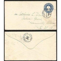G)1900 MEXICO, EMBOSSED 5 CTS. EAGLE POSTAL STATIONARY ENVELOPE, CIRCULATED TO U