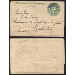 G)1903 MEXICO, EMBOSSED 2 CTS EAGLE WRAPPER POSTAL SATIONARY. CIRCULATED TO STOC