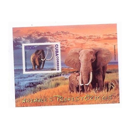E) 2002 CARIBBEAN, MAMMOTH, ELEPHANT, PREHISTORIC ANIMALS, SOUVENIR SHEET, MNH