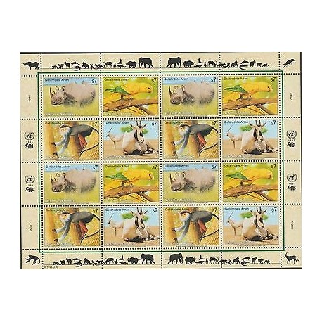 O) 1995 UNITED NATIONS - VIENNA, ANIMALS IN DANGER OF EXTINCTION, MINI SHEET MNH