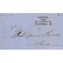G)1860 MEXICO, CORREOS FRANCO EN GUANAJUATO STRIKE, CIRCULATED COMPLETE LETTER T