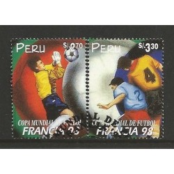 E)1998 PERU, WORLD CUP SOCCER, CHAMPIONSHIP, FRANCE, TWO PLAYERS, 1178, A525