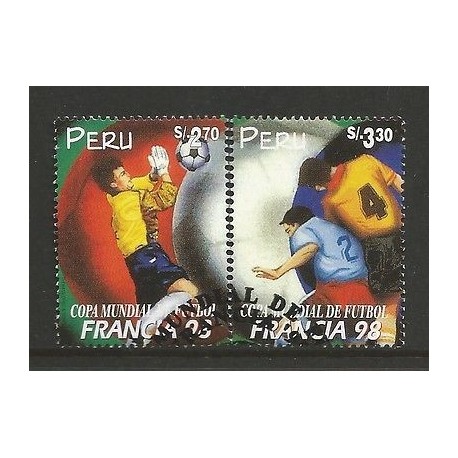 E)1998 PERU, WORLD CUP SOCCER, CHAMPIONSHIP, FRANCE, TWO PLAYERS, 1178, A525