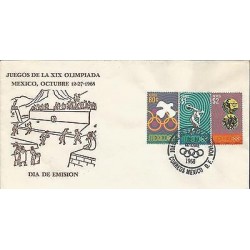 B)1968 MEXICO, OLYMICS, XIX OLYMPIC GAMES, DOVE, DISK, AEREO MEXICO`68 WYMA