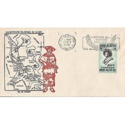 B)1967 MEXICO, INDIGENOUS, MAP, 50TH ANNIVERSARY OF THE STATE OF NAYARIT, INDI