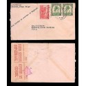E)1942 CONGO, TIGER, PALMS STRIP OF 2, CENSOR SHIP, CIRCULATED COVER TO USA