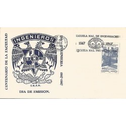 B)1968 MEXICO, EDUCATION, FACULTY, ENGINEERING, BUILDING, UNAM, CENTENARY OF THE