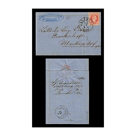 E)1872 AUSTRIA, FANCY CANCE,. CIRCULATED COVER FROM SALZBURG TO MAUTERNDORF