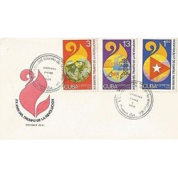 B)1979 CARIBBEAN, REVOLUTION, FIDEL CASTRO, FABRIC, STAR FLAG, XX ANNIVERSARY