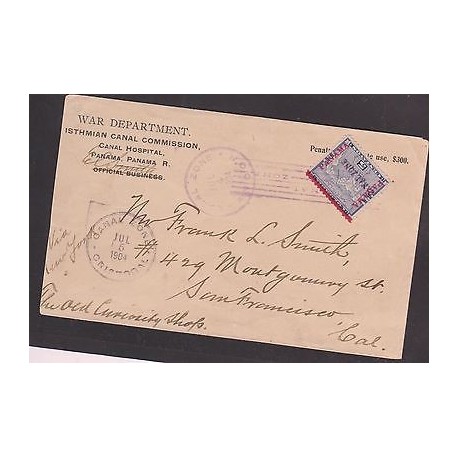O) 1902 PANAMA, OVERPRINTED - CANAL ZONE TYPE 2 - POSTMARKED, COVER XF TO USA
