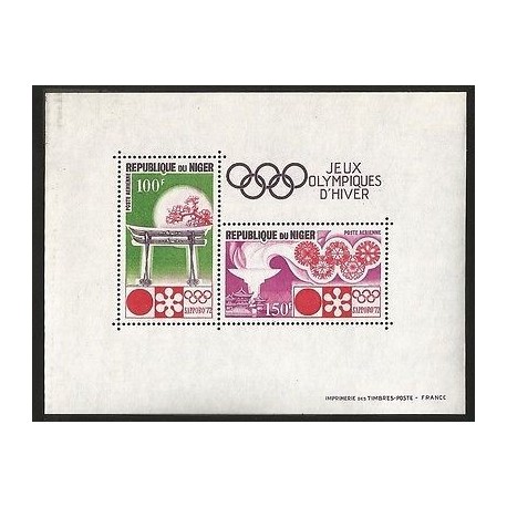 B)1972 NIGER, SLIDING BLOCK, HINGES, OLYMPIC GAMES, WINTER OLYMPICS, SAPPORO 72