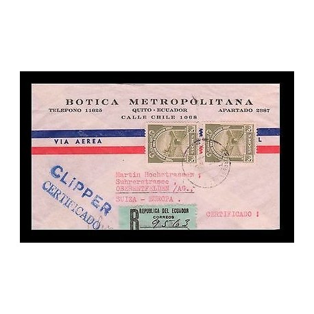 E)1952 ECUADOR, RIOBAMBA IRRIGATION CANAL, C171 A185, AIR MAIL, CLIPPER CERTIFIC