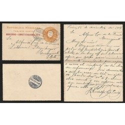 G)1914 MEXICO, EMBOSSED 5 CTS. HIDALGO BUST POSTAL STATIONARY LETTER CARD, GOBI