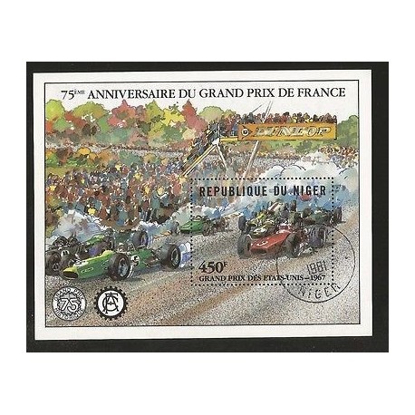 B)1981 NIGER, CARS, CAREERS, 75TH ANNIV. OF GRAND PRIX FRANCE, 568 A170, SOUVEN