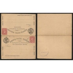 G)1886 MEXICO, 2 CTS. HIDALGO HEAD POSTAL STATIONARY REPLY CARD, UNUSED