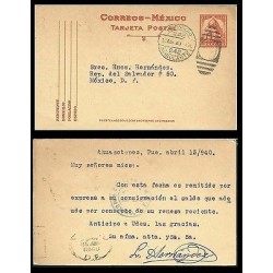 G)1940 MEXICO, SCENES OF MEXICO POSTAL STATIONARY-THE ARCH OF THE REVOLUTION, AM