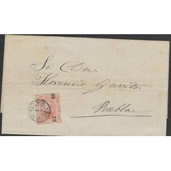 O)1872 MEXICO, GARBANCITO 1873 (JAN 14), LETTER TO PUEBLA IMPERFORATE ISSUE AND 