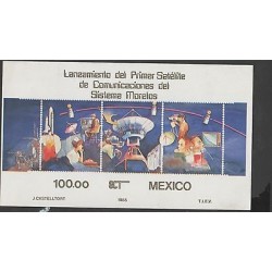 O) 1985 MEXICO, FIRST LAUNCH OF SATELLITE COMMUNICATIONS, SOUVENIR SLIGHT TONED