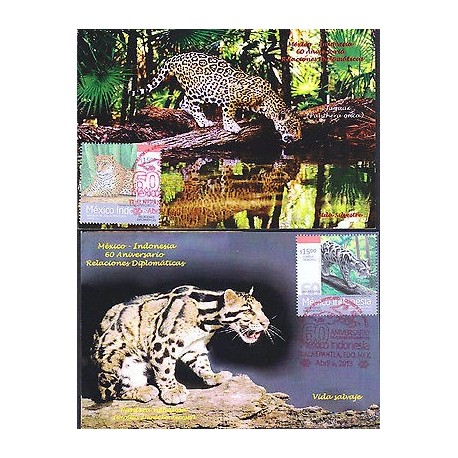 G)2013 MEXICO, CLOUDED LEOPARD-MEXICAN JAGUAR, DIPLOMATIC RELATIONS MEXICO-INDON