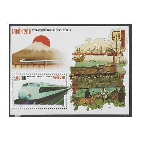 O) 2011 JAPAN, TRAIN, SNOWY, TRANSPORT HISTORY IN PICTURES, SOUVENIR MNH