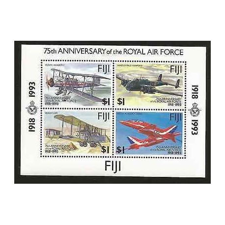 E)1993 FIJI, 75TH ANNIVERSARY OF THE ROYAL AIR FORCE, AIRPLANES, AVIATION, BLOCK