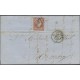 O) 1855 SPAIN, 4 CUARTOS QUEEN ISABEL II, CIRCULATED COVER FROM ZARAGOZA TO HUES