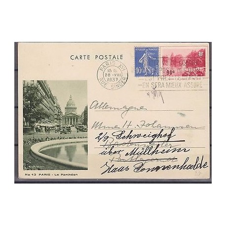 O) 1937 FRANCE, PANTHEON, LE GRAND BOIS - TREE , POSTAL CARD XF 
