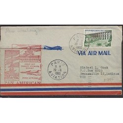 o) 1960 FRANCE, VIADUCT OF CHAUMONT, FIRST JET DIRECT AIRMAIL FLIGHT RED CACHET 