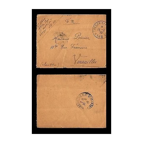 E)1917 FRANCE, MILLITARY FRANCHISE, NO STAMPS, 2ND WORLD WAR 