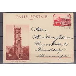 o) 1924 FRANCE, TOWER, LA TOUR SAINT JACQUES, POSTAL STATIONARY XF