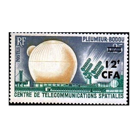 G)1962 FRANCE, SPACE COMMUNICATIONS CENTER, PLEUMEUR-BODOU, 0.25 SURCHARGED 12 f