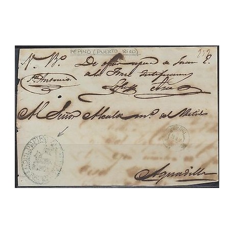 O) 1867 PUERTO RICO, SEAL BLUE ALCALDIA PEPINO, TO AGUADILLA, XF