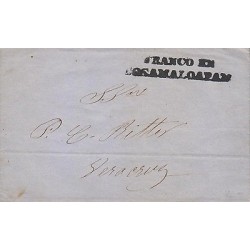 G)1861 MEXICO, SELLO NEGRO "FRANCO EN COSAMALOAPAN, CIRCULATED COVER TO VERACRUZ