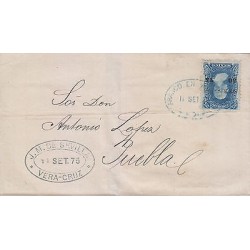 G)1875 MEXICO, FRANCO EN VERACRUZ, "J.M. DE SEVILLA" SEAL, HIDALGO ISSUE 25 CTS.
